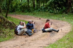 Eric Schaad, Fernando Ayala-Varela, and Melissa Aja observing anoles - Mindo, Ecuador